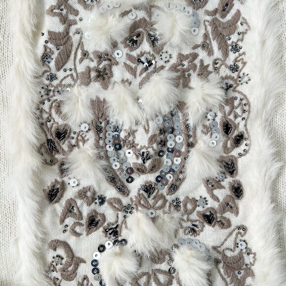 Japanese Brand Rabbit Fur Embellished Mohair Short-Sleeve Turtleneck Sweater - Picture 6 of 6